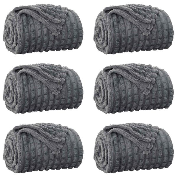 Wohndecken 6 Stk. Dunkelgrau 150 x 130 cm 2.75 Fleece