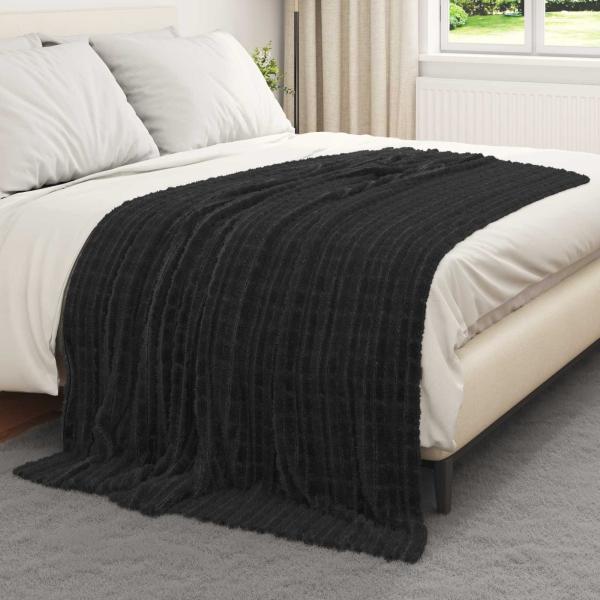 Wohndecken 6 stk. Schwarz 200 x 150 cm 4.5 kg Fleece
