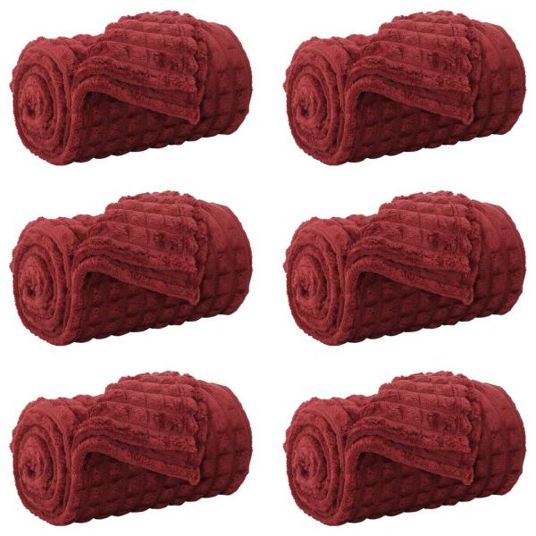 Wohndecken 6 stk. Bordeauxrot 270 x 240 cm 10.04 kg Fleece