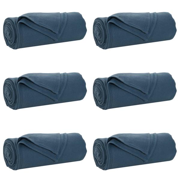 Wohndecken 6 stk. Marineblau 240 x 220 cm 4.49 kg Fleece