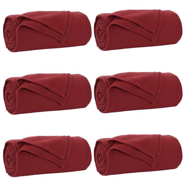Wohndecken 6 stk. Bordeauxrot 240 x 220 cm 4.28 kg Fleece