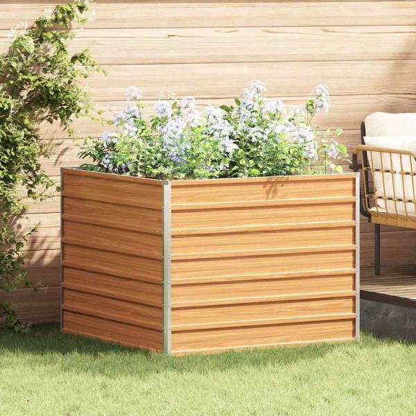 ARDEBO.de - Hochbeet Hellbraun 100 x 100 x 77 cm Verzinkter Stahl
