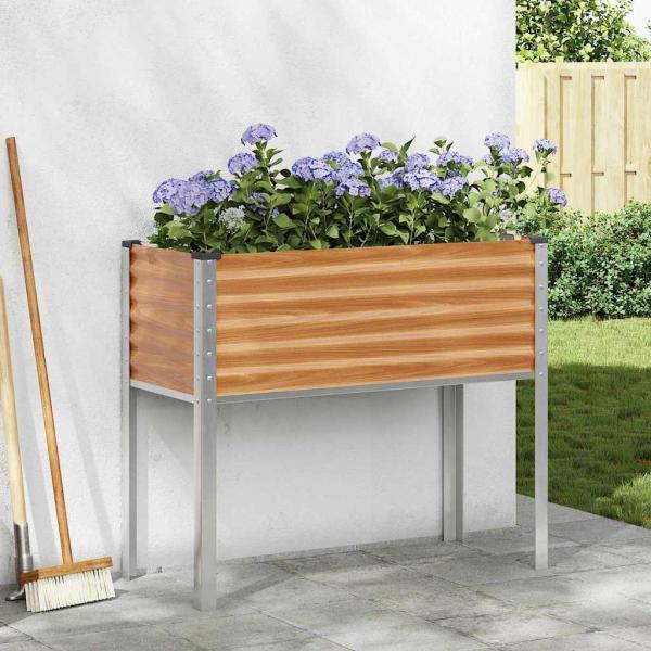 ARDEBO.de - Gartenblumentopf Hellbraun 100 x 45 x 90 cm Verzinkter Stahl