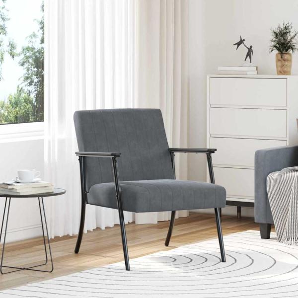 ARDEBO.de - Sessel Dunkelgrau 59 x 75 x 78 cm Samt