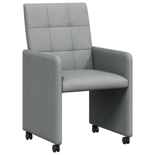 Esszimmerstühle mit Rollen 2 Stk. Stoff Hellgrau