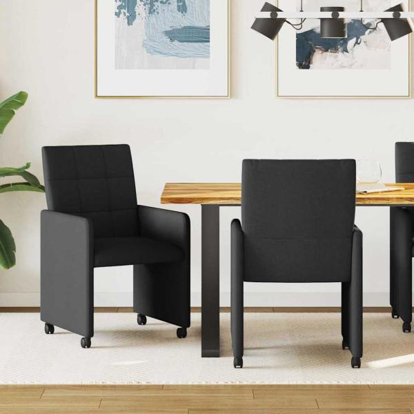 ARDEBO.de - Esszimmerstühle mit Rollen 2 Stk. Stoff Schwarz 58 x 65 x 94 cm