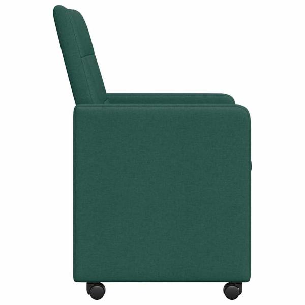 Esszimmerstühle mit Rollen 2 Stk. Stoff Dunkelgrün