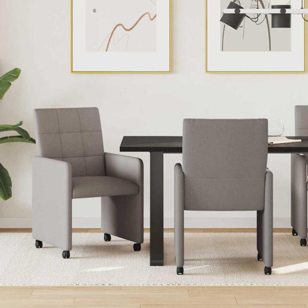 ARDEBO.de - Esszimmerstühle mit Rollen 2 Stk. Stoff Taupe 58 x 65 x 94 cm