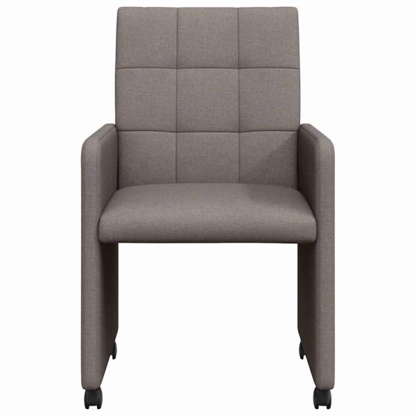 Esszimmerstühle mit Rollen 2 Stk. Stoff Taupe 58 x 65 x 94 cm
