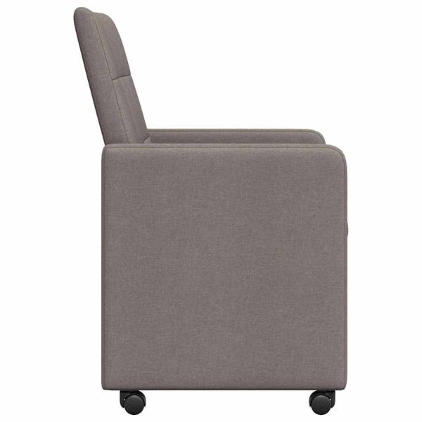 Esszimmerstühle mit Rollen 2 Stk. Stoff Taupe 58 x 65 x 94 cm