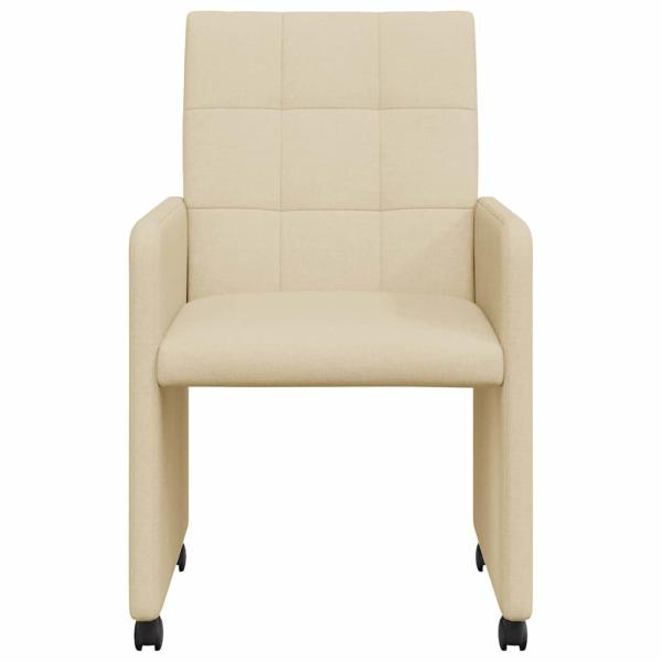 Esszimmerstühle mit Rollen 2 Stk. Stoff Creme 58 x 65 x 94 cm
