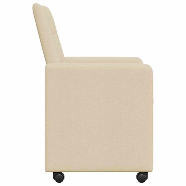Esszimmerstühle mit Rollen 2 Stk. Stoff Creme 58 x 65 x 94 cm