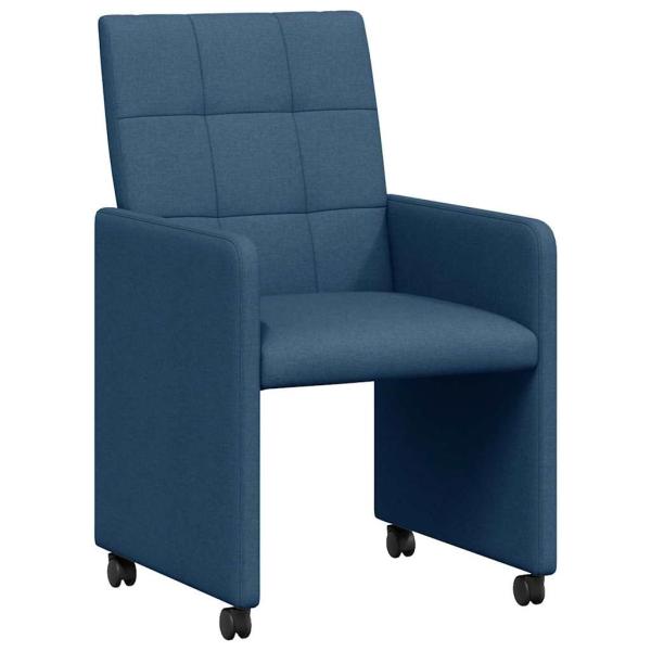 Esszimmerstühle mit Rollen 2 Stk. Stoff Blau 58 x 65 x 94 cm