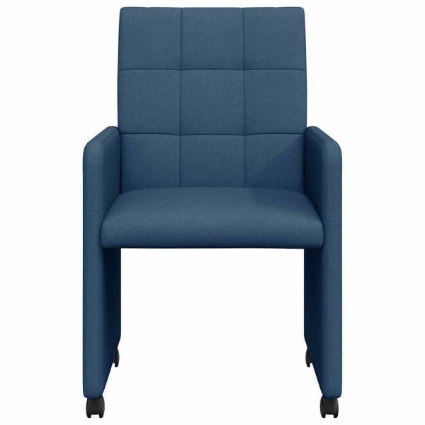 Esszimmerstühle mit Rollen 2 Stk. Stoff Blau 58 x 65 x 94 cm