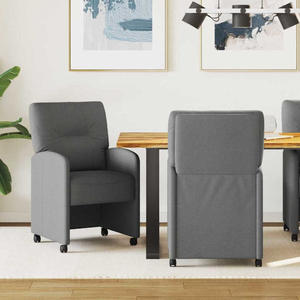 ARDEBO.de - Esszimmerstühle mit Rollen 2 Stk. Stoff Dunkelgrau