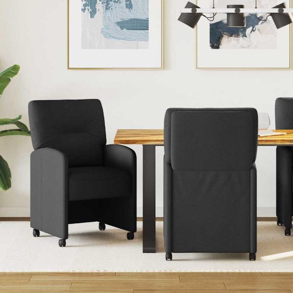 ARDEBO.de - Esszimmerstühle mit Rollen 2 Stk. Stoff Schwarz 57 x 67 x 95 cm