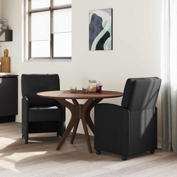 Esszimmerstühle mit Rollen 2 Stk. Stoff Schwarz 57 x 67 x 95 cm