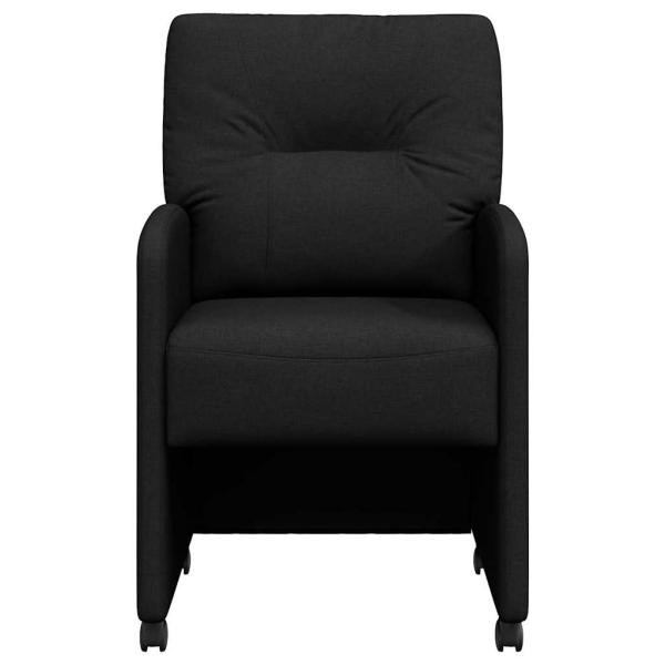 Esszimmerstühle mit Rollen 2 Stk. Stoff Schwarz 57 x 67 x 95 cm