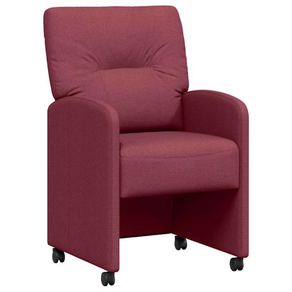 Esszimmerstühle mit Rollen 2 Stk. Stoff Weinrot 57 x 67 x 95 cm