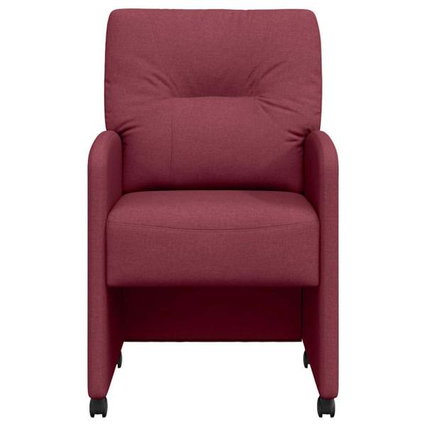 Esszimmerstühle mit Rollen 2 Stk. Stoff Weinrot 57 x 67 x 95 cm