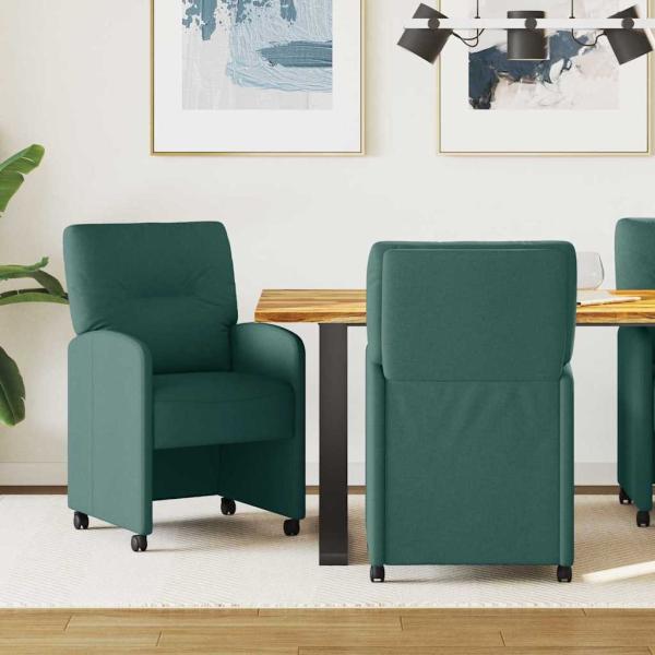 ARDEBO.de - Esszimmerstühle mit Rollen 2 Stk. Stoff Dunkelgrün