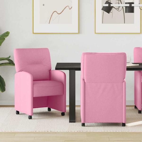 ARDEBO.de - Esszimmerstühle mit Rollen 2 stk. Stoff Rosa 57 x 67 x 95 cm
