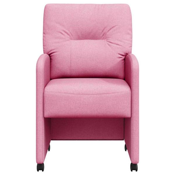 Esszimmerstühle mit Rollen 2 stk. Stoff Rosa 57 x 67 x 95 cm