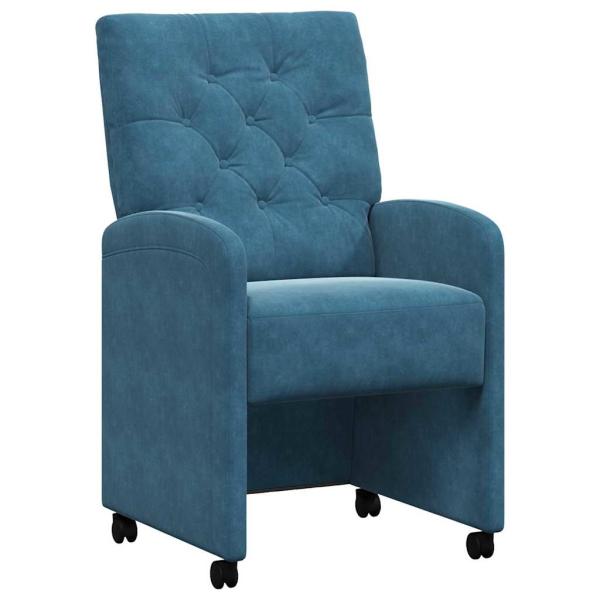 Esszimmerst?hle mit Rollen 2 stk. Samt Blau 58 x 67 x 97 cm