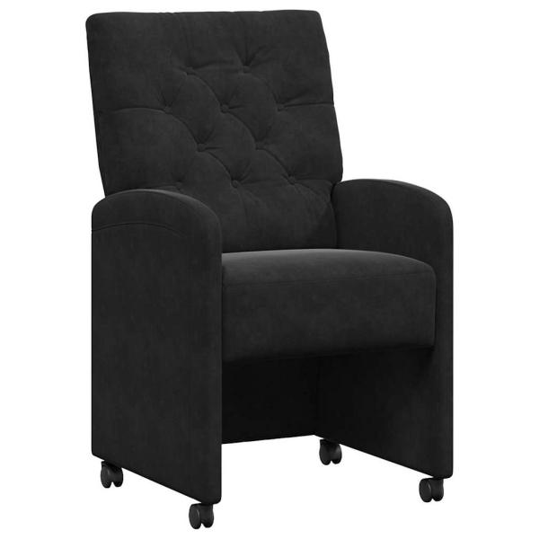 Esszimmerstühle mit Rollen 2 Stk. Samt Schwarz 58 x 67 x 97 cm