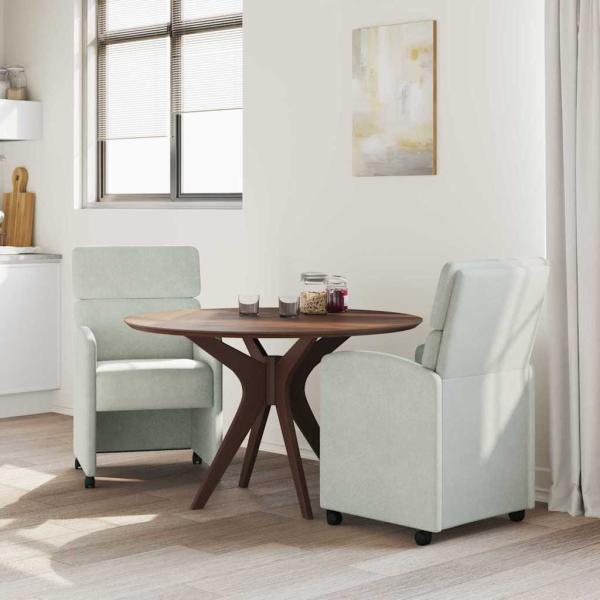 Esszimmerstühle mit Rollen 2 Stk. Samt Hellgrau 58 x 65 x 98 cm