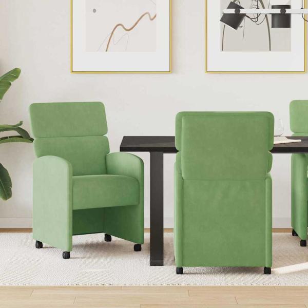 ARDEBO.de - Esszimmerstühle mit Rollen 2 Stk. Samt Hellgrün 58 x 65 x 98 cm