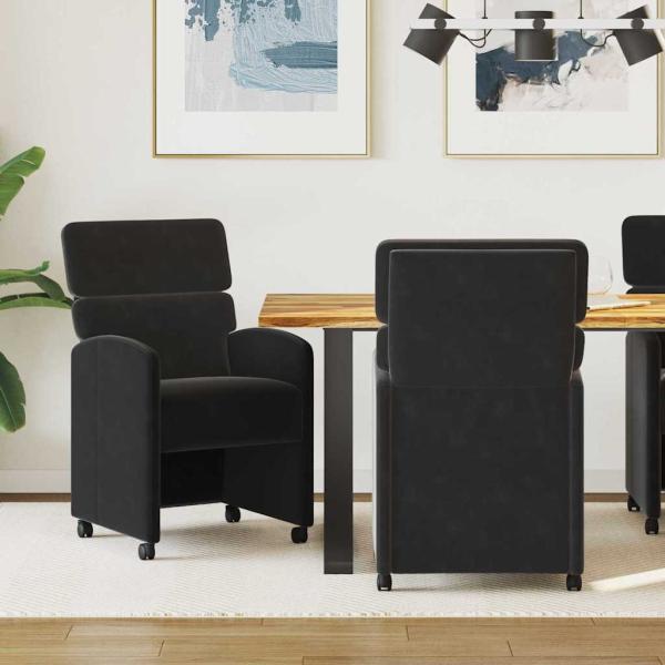 ARDEBO.de - Esszimmerstühle mit Rollen 2 Stk. Samt Schwarz 58 x 65 x 98 cm