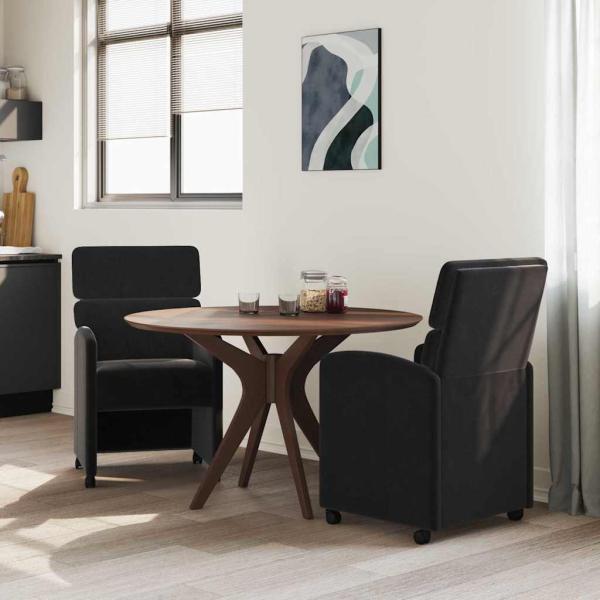 Esszimmerstühle mit Rollen 2 Stk. Samt Schwarz 58 x 65 x 98 cm