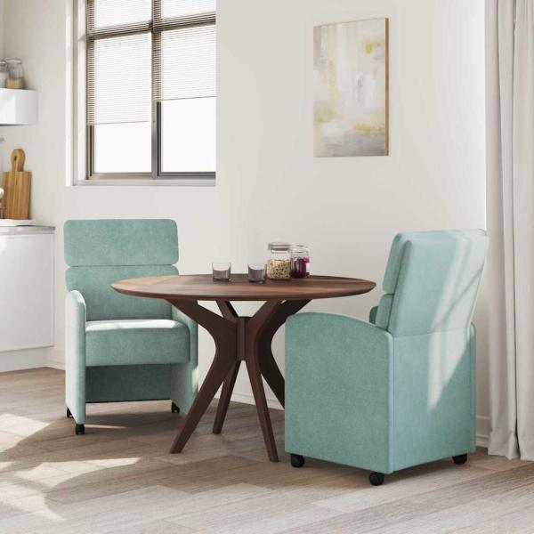Esszimmerstühle mit Rollen 2 stk. Samt Meergrün 58 x 65 x 98 cm