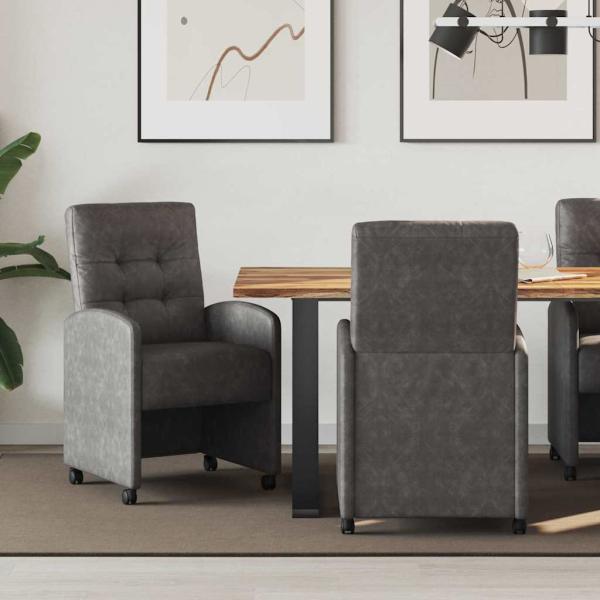 ARDEBO.de - Esszimmerstühle mit Rollen 2 Stk. Kunstleder Schwarz
