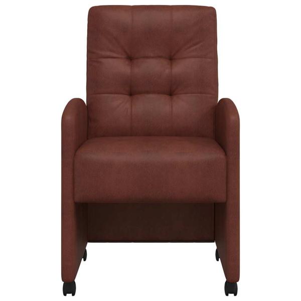 Esszimmerstühle mit Rollen 2 Stk. Kunstleder Glänzendes Braun