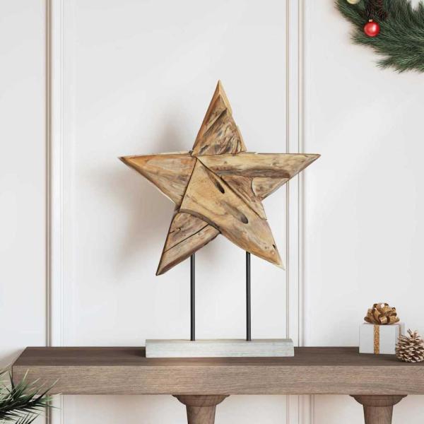 ARDEBO.de - Weihnachtsstern Braun 43,5 x 13,5 x 59 cm Massivholz Teak