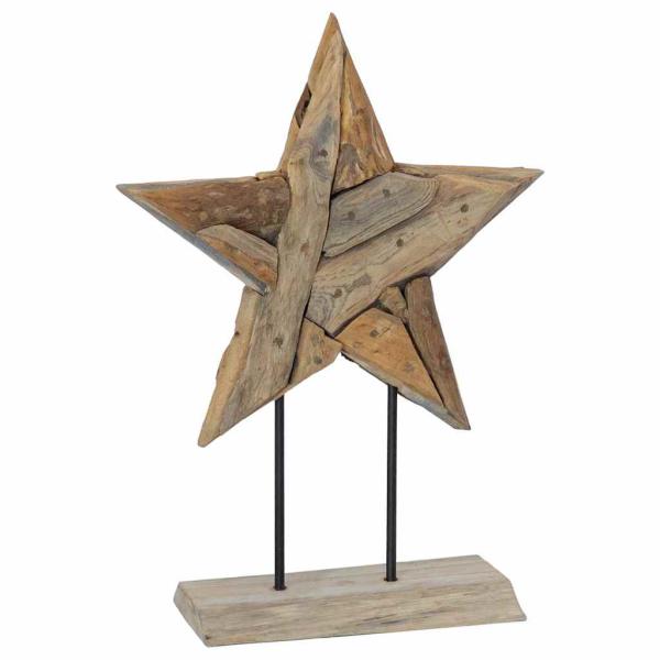 Weihnachtsstern Braun 43,5 x 13,5 x 59 cm Massivholz Teak