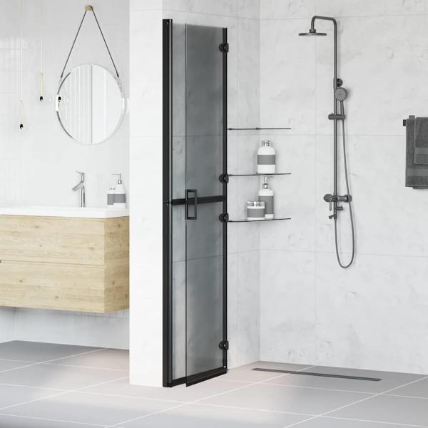 Walk-In Duschwand Schwarz 110 x 6,5 x 190 cm