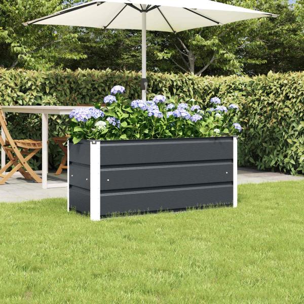 ARDEBO.de - Pflanzkübel Anthrazit 100 x 40 x 45 cm Stahl