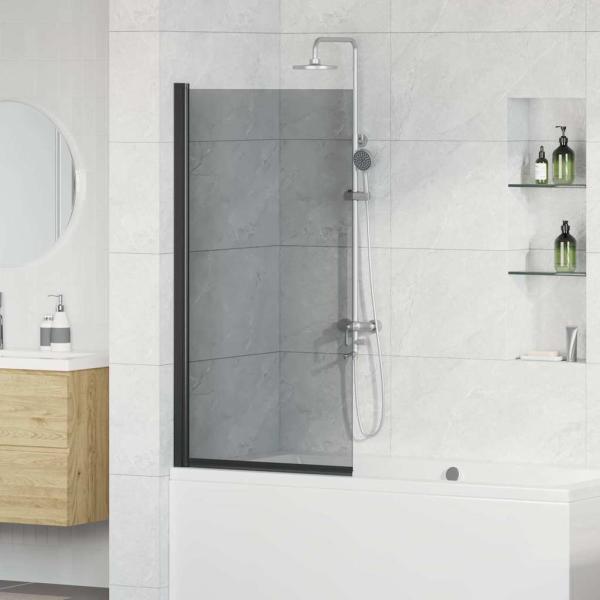 ARDEBO.de - Bad-Duschschirm Schwarz 68 x 130 cm Gehärtetes Glas