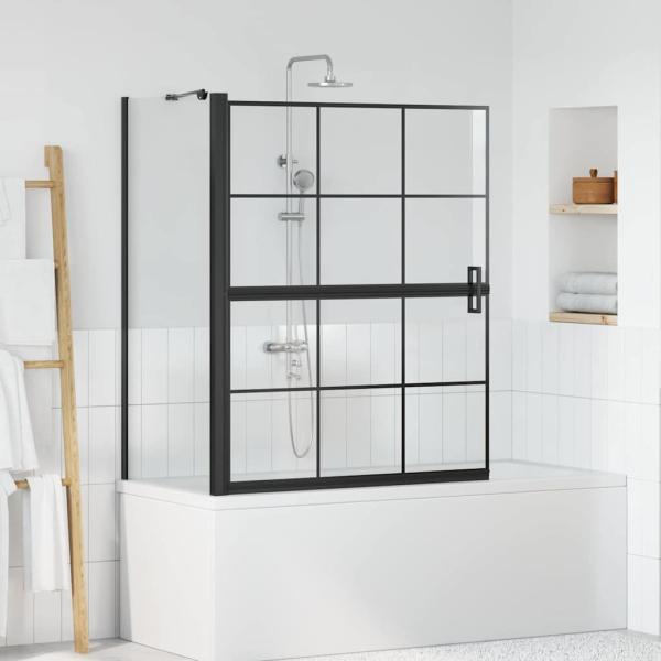 ARDEBO.de - Bad-Duschschirm Schwarz und Transparent 100 x 68 x 128 cm