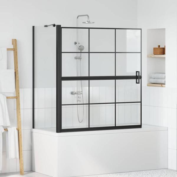 ARDEBO.de - Bad-Duschschirm Schwarz und Transparent 116 x 68 x 128 cm