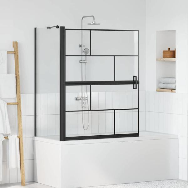 ARDEBO.de - Bad-Duschschirm Schwarz und Transparent 100 x 68 x 128 cm