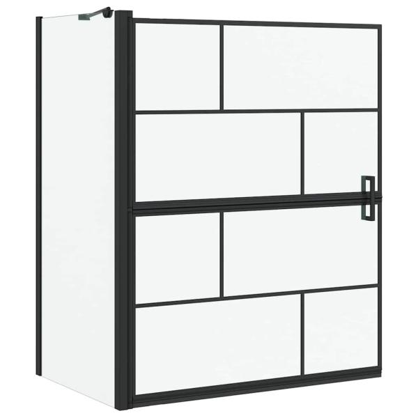 Bad-Duschschirm Schwarz und Transparent 100 x 68 x 128 cm