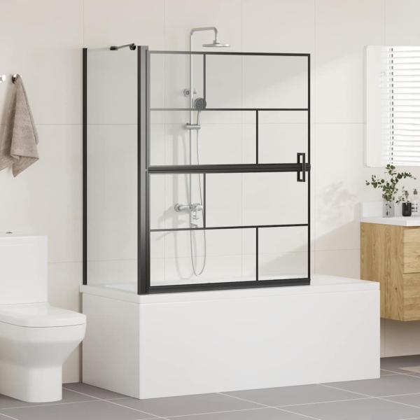 Bad-Duschschirm Schwarz und Transparent 100 x 68 x 128 cm