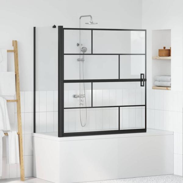 ARDEBO.de - Bad-Duschschirm Schwarz und Transparent 116 x 68 x 128 cm