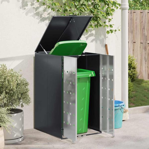 Mülltonnenbox mit Gas-Hebedeckel für 240L Tonne Edelstahl