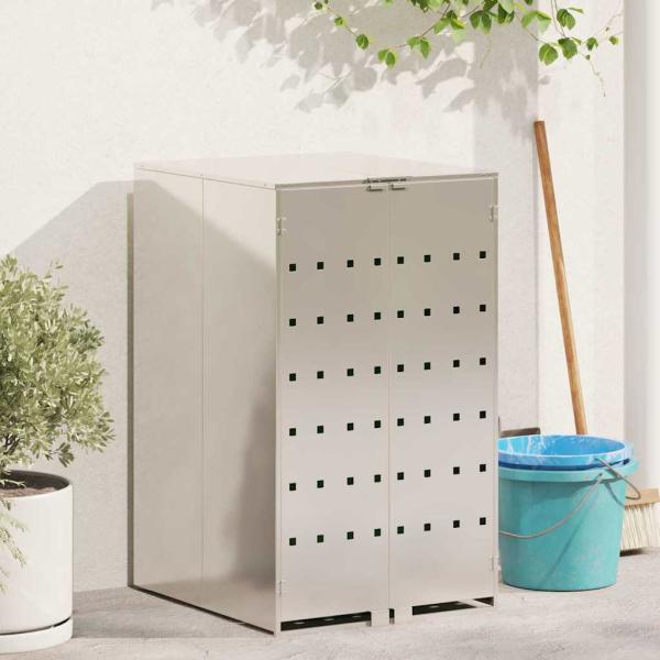 ARDEBO.de - Mülltonnenbox mit Gas-Hebedeckel für 240L Tonne Edelstahl