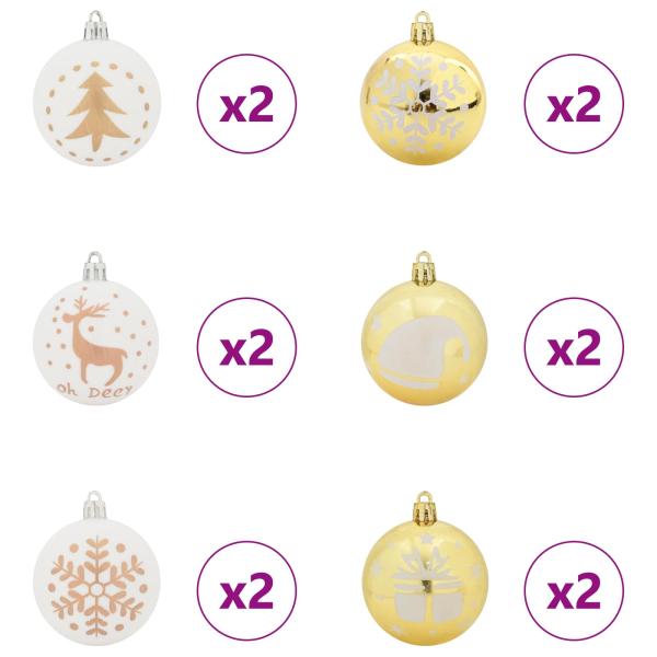 Weihnachtskugel-Set 40 stk. Weiß und Gold Ø 6 cm Kunststoff